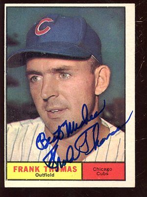 1961 Topps Baseball Card #382 Frank Thomas EXMT OC Autographed Hologram