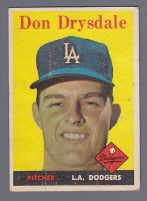 1958 Topps #25 Don Drysdale Los Angeles Dodgers Baseball Card Vg/Ex pmk