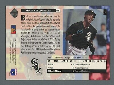 1994 Upper Deck #19 Michael Jordan Chicago White Sox Rookie Baseball Card NM