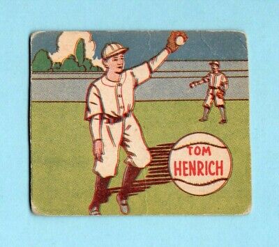 1943 M.P. & Co. (R302-1) Tommy Henrich New York Yankees Baseball Card VG lt wrk 