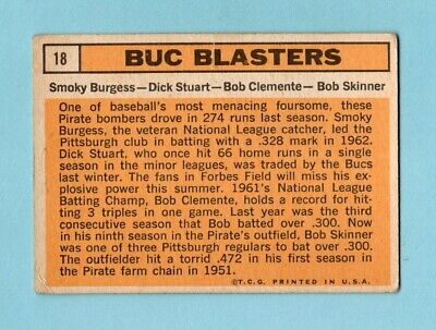 1963 Topps #18 Buc Blasters Roberto Clemente & others Baseball Card V/E ap stle 