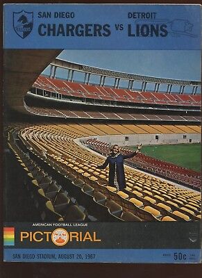 August 20 1967 AFL Pre Season Program Detroit Lions at San Diego Chargers EX+