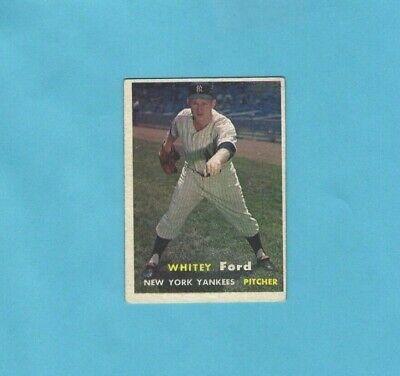 1957 Topps #25 Whitey Ford New York Yankees Baseball Card VG wrk/cres