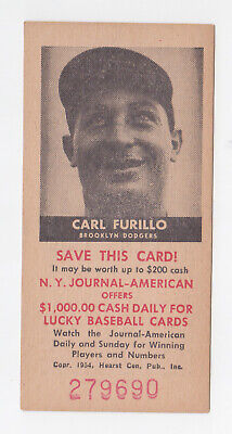 1954 New York Journal-American Carl Furillo Brooklyn Dodgers Baseball Card EX+  