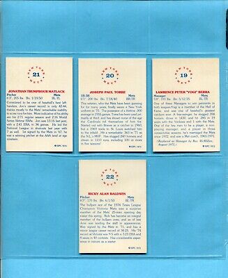 1975 SSPC New York Mets Complete Team Set of 22 Baseball Cards NM   