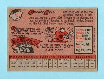 1958 Topps #40 George Kell Baltimore Orioles Baseball Card NM o/c