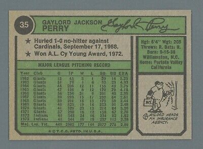 1974 Topps #35 Gaylord Perry Cleveland Indians Baseball Card NM