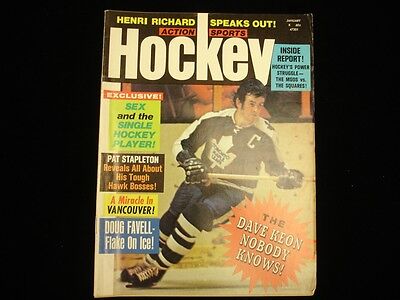 January 1972 Action Sports Hockey Magazine - Dave Keon Maple Leafs Cover