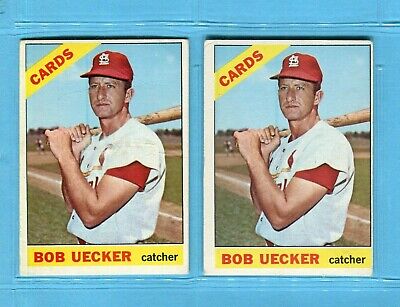 1966 Topps #91 Bob Uecker Lot of 2 Diff Variation Baseball Cards LG & Vg/Ex wk  