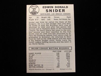 1960 Leaf #37 Duke Snider Los Angeles Dodgers - EX+