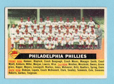 1956 Topps #72 Philadelphia Phillies Team Baseball Card EX