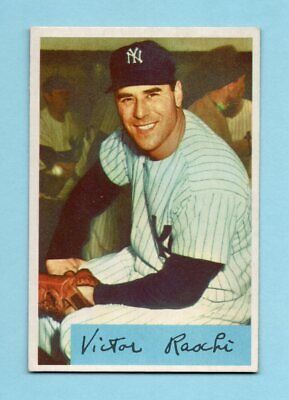 1954 Bowman #33 Vic Raschi NY Yankees traded line variation Baseball Card Ex/Mt 