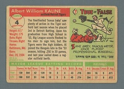 1955 Topps #4 Al Kaline Detroit Tigers Baseball Card Low Grade