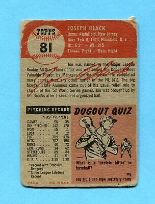 1953 Topps #81 Joe Black Brooklyn Dodgers Baseball Card Low Grade