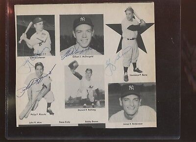 MId 1950's New York Yankees Autographed Magazine Page 7 Signatures Hologram