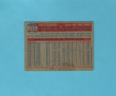 1957 Topps #215 Enos Slaughter New York Yankees Baseball Card Low Grade