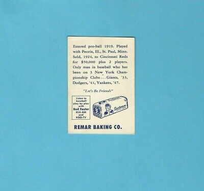 1950 Remar Bread Oakland Oaks Chuck Dressen Baseball Card EX