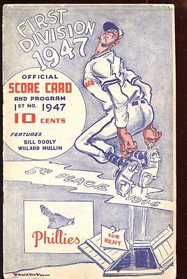 1947 MLB Program Boston Braves at Philadelphia Phillies VG