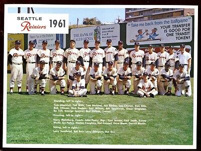 1961 Pacific Coast League Seattle Raniers Team 7 X 9 Photo