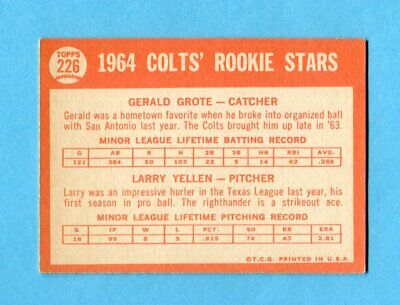 1964 Topps #226 Jerry Grote Houston Colts Rookie Baseball Card EX   