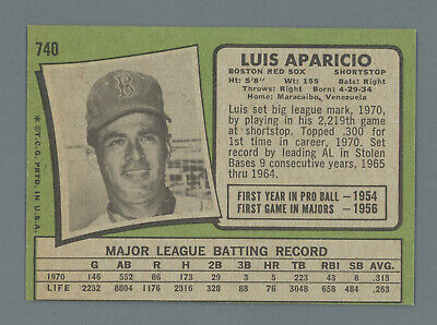 1971 Topps #740 Luis Aparicio Boston Red Sox High Number Baseball Card NM o/c