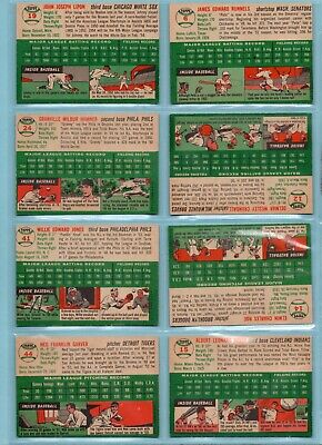 1954 Topps Starter Set Lot of 16 Different Baseball Cards Ex+/Ex-Mt 