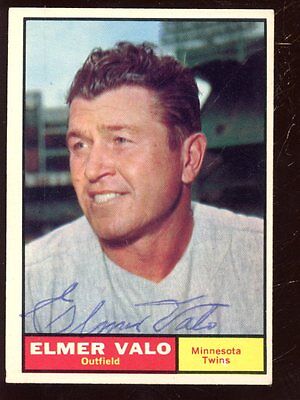 1961 Topps Baseball Card #186 Elmer Valo EXMT Autographed Hologram