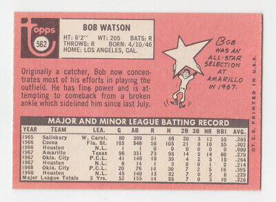 1969 Topps #562 Bob Watson Houston Astros Rookie Baseball Card NM  