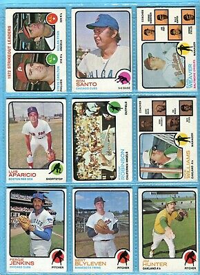 1973 Topps Lot of 14 Different Hall of Famer Baseball Cards EX