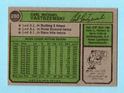 1974 Topps #280 Carl Yastrzemski Boston Red Sox Baseball Card NM