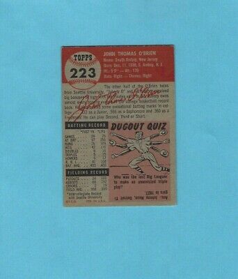 1953 Topps  #223 John O'Brien Pittsburgh Pirates Baseball Card