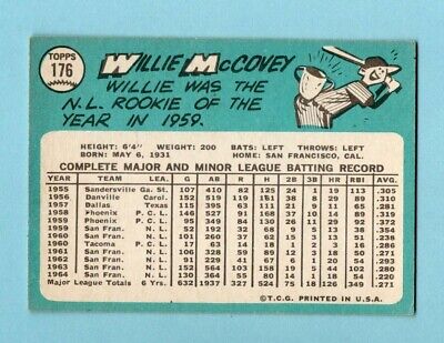 1965 Topps #176 Willie McCovey San Francisco Giants Baseball Card EX   