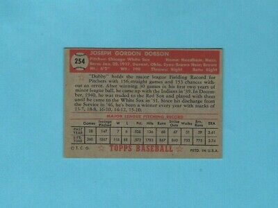 1952 Topps #254 Joe Dobson Chicago White Sox Baseball Card Ex/Mt