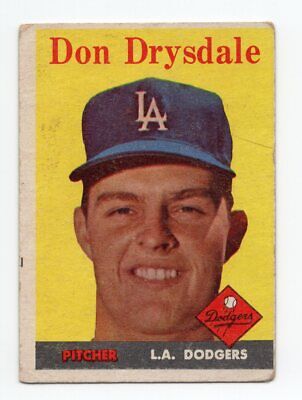 1958 Topps #25 Don Drysdale Los Angeles Dodgers Baseball Card VG o/c wrk