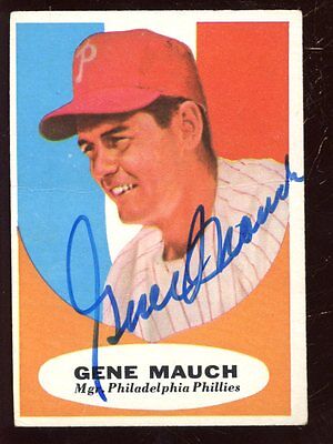 1961 Topps Baseball Card #219 Gene Mauch Autographed Hologram