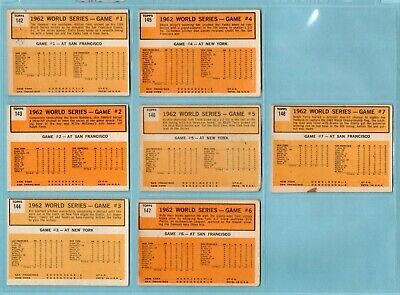 1963 Topps Set of 7 1962 World Series Special Baseball Cards LG - VG 