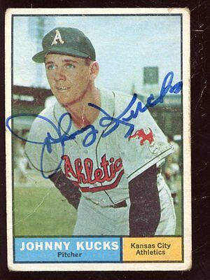 1961 Topps Baseball Card #94 Johnny Kucks G Autographed Hologram