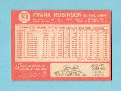 1964 Topps #260 Frank Robinson Cincinnati Reds Baseball Card EX - EX+      