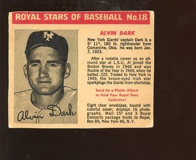 1950/1952 Royal Desserts / Pudding Baseball Card #18 Al Dark Nice Cut