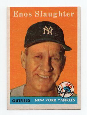 1958 Topps #142 Enos Slaughter New York Yankees Baseball Card EX+ o/c  