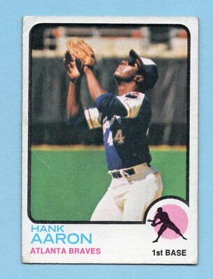 1973 Topps #100 Hank Aaron Atlanta Braves Baseball Card EX ap lgt cres 