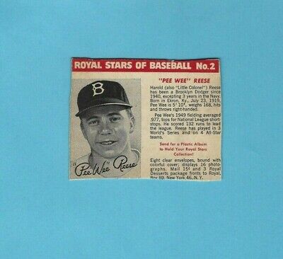 1950-52 Royal Desserts #2 Pee Wee Reese Brooklyn Dodgers Baseball Card