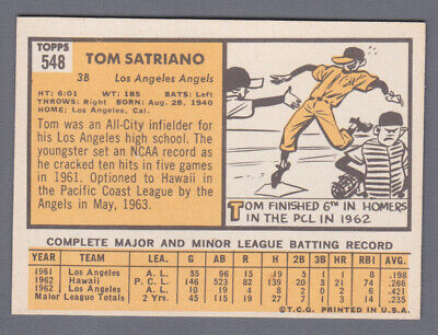 1963 Topps #548 Tom Satriano Los Angeles Angels High Number Baseball Card NM  