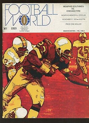 November 7 1974 WFL Program Chicago Fire at Memphis Southmen EX+