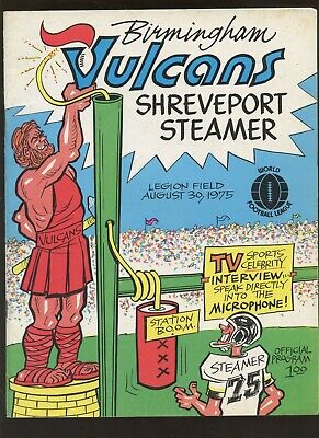 August 30 1975 WFL Program Birmingham Vulcans vs Shreveport Steamer EXMT