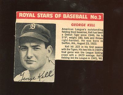 1950/1952 Royal Desserts / Pudding Baseball Card #3 George Kell