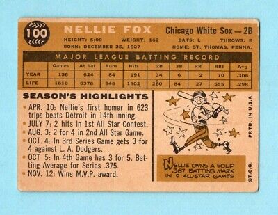 1960 Topps #100 Nellie Fox Chicago White Sox Baseball Card VG+     