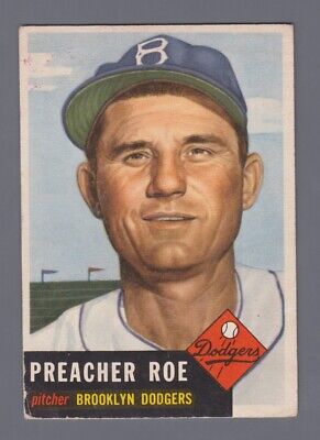 1953 Topps #254 Preacher Roe Brooklyn Dodgers Baseball Card Vg/Ex