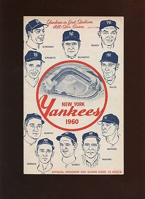 1960 MLB Program Cleveland Indians at New York Yankees EX