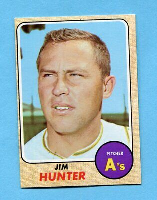 1968 Topps #385 Jim Catfish Hunter Oakland A's Baseball Card NM o/c 